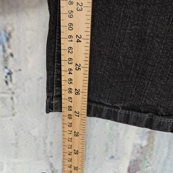 Eileen Fisher Woman Straight Leg Jeans 16W Black Organic Cotton Stretch - Picture 8 of 9